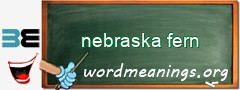 WordMeaning blackboard for nebraska fern